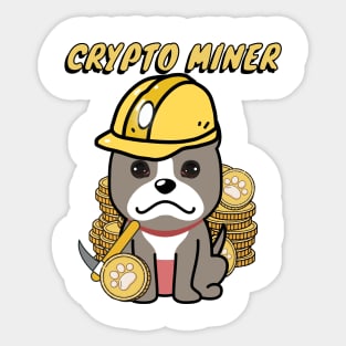 Cute grey dog is a crypto miner Sticker